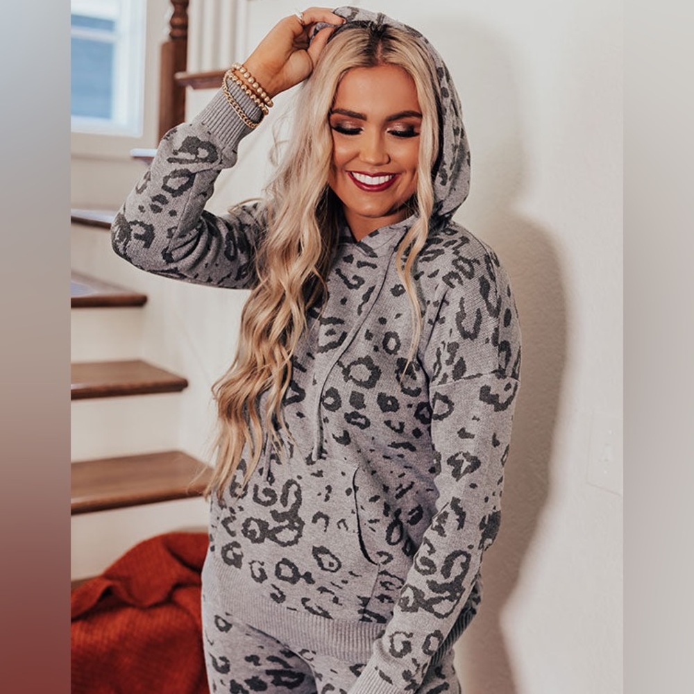 Gray Leopard Print Women's Hoodie
